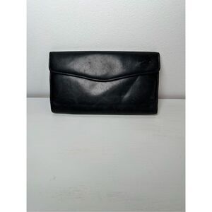 Buxton black leather women’s wallet with coin kiss lock pocket size 7.5”x5” #M-1
